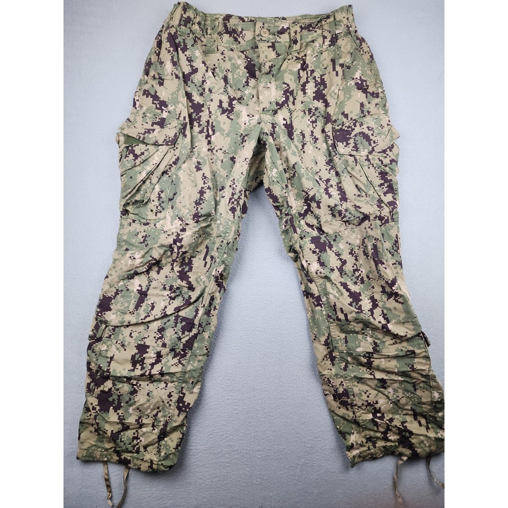 US Navy Pants Mens Large Short Green NWU Type III Camo Cargo Seals Work Uniform